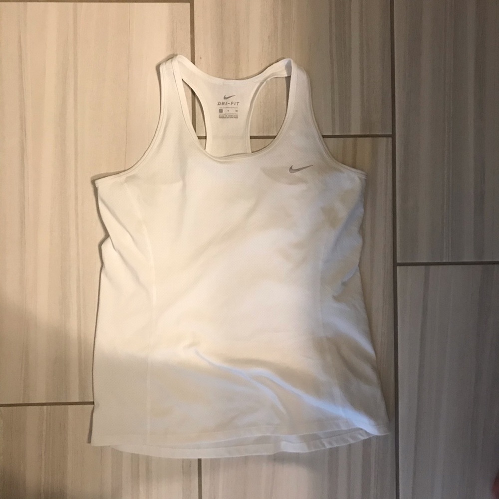 White nike tank top with crosses back!!